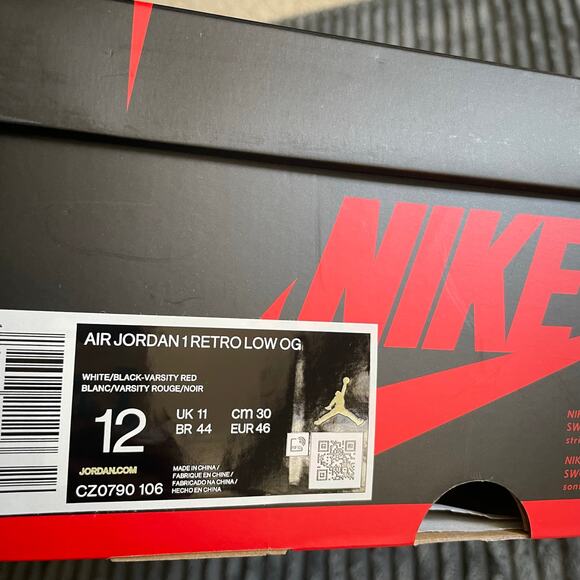 Jordan 2 Retro Low OG Mens 12 White Black Red CZ0790-106 - Original Box main image 6